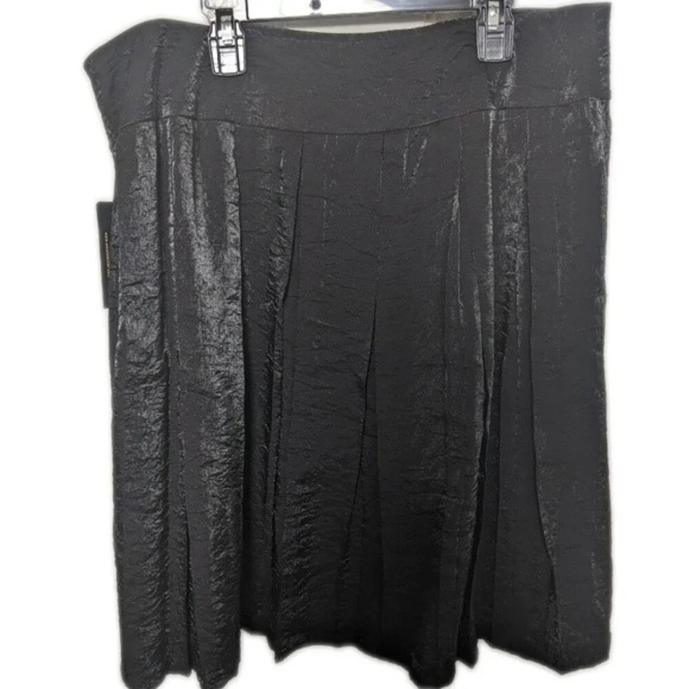 Nicole by Nicole Miller "Jungle Out" black pleated metallic NWT skirt 14 - Picture 3 of 9